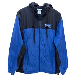 Walt Disney World Windbreaker Jacket Mens Large Black Blue Vintage 1971 Patch